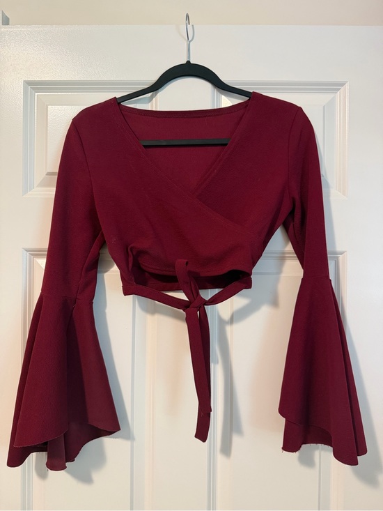 SHEIN Tops - Wrap Crop Top in Burgundy Like New